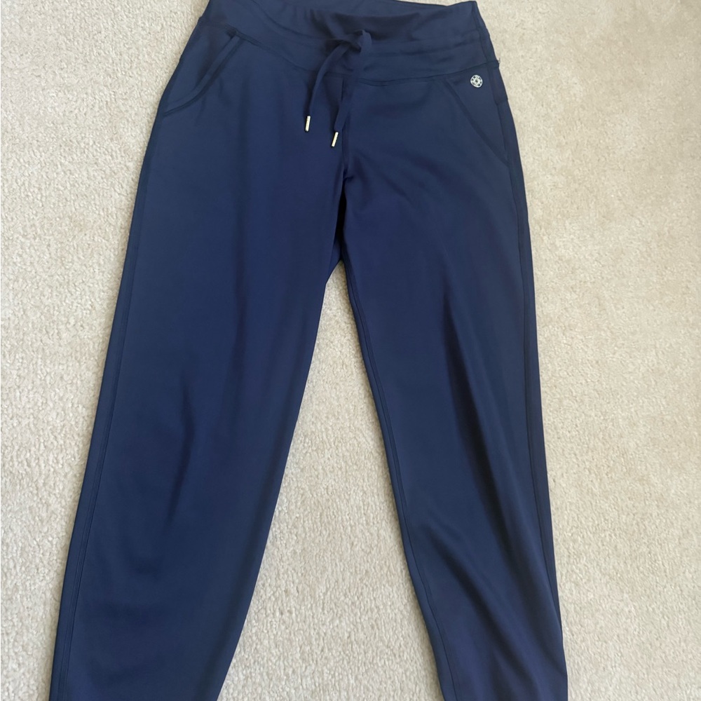 Lilly Pulitzer Navy Performance Leggings with Gold Logo